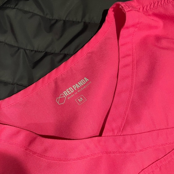 Red Panda Pink Scrub Top - Picture 3 of 4